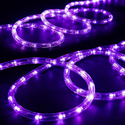 WYZworks 108LEDs 10ft LED Outside Rope Lights, Outdoor ETL Certified Waterproof Permanent 360 Degree Light Emitting, Flexible Tube, Connectable, Christmas Palm Tree Exterior Landscape, Purple