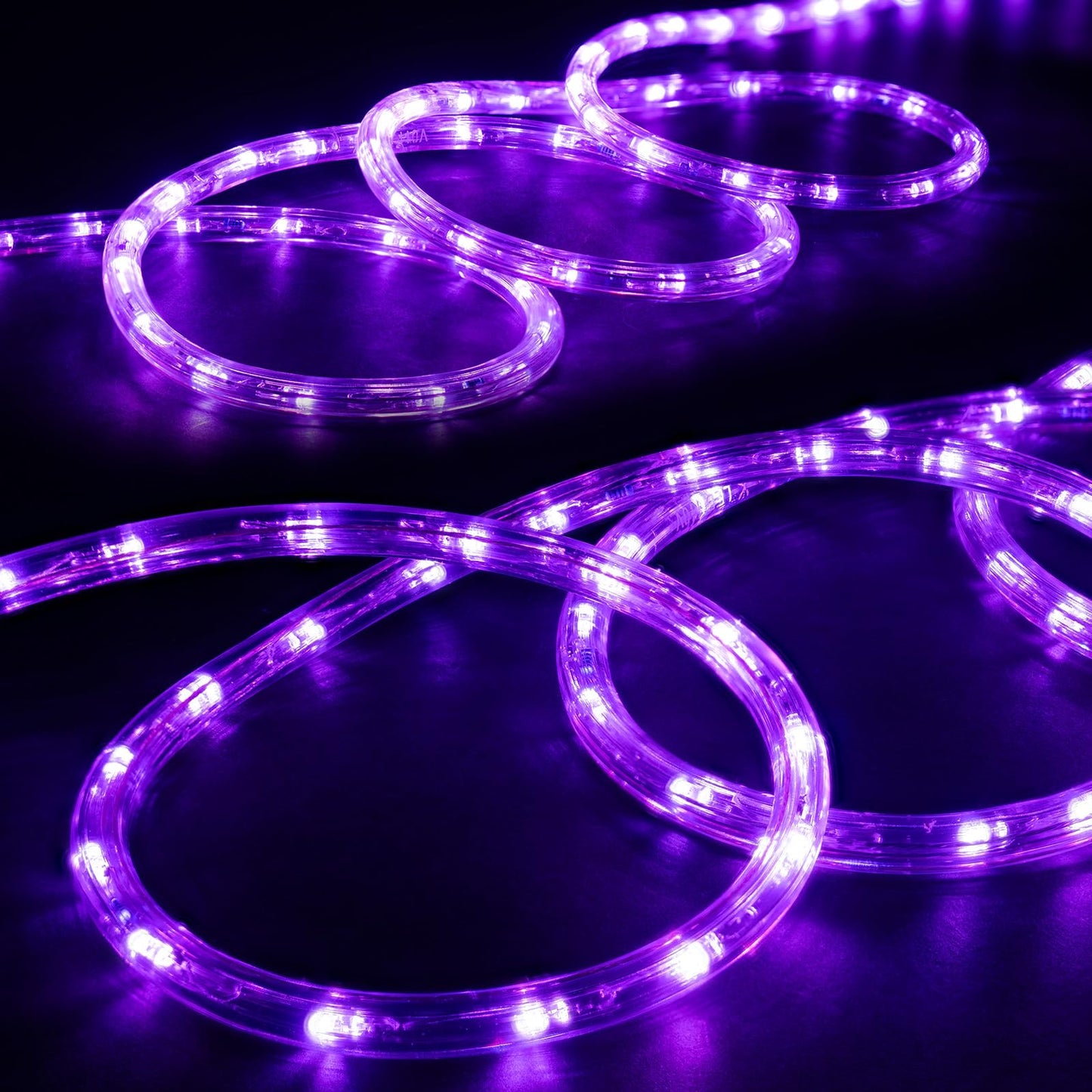 WYZworks 576LEDs, 50ft LED Outside Rope Lights, Waterproof Permanent Outdoor ETL Certified Connectable Clear Tube, Christmas Palm Tree Holiday Decorative Landscape Patio Accent Lighting - Purple