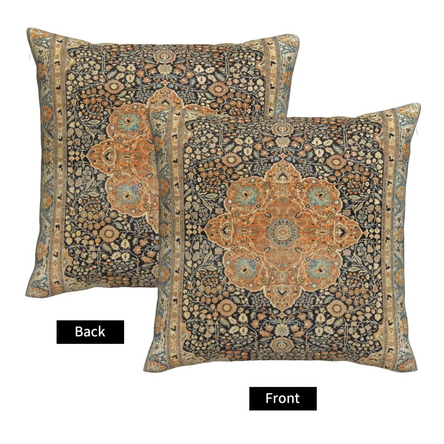 17th Century Turkish Carpet Print Throw Pillow Covers Modern Pillow Cushion Cases, Decorative Square Pillowcases for Sofa Couch Bedroom Living Room Car 20"X20"