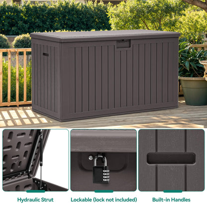 YITAHOME 200 Gallon Double-Wall Deck Box with Divider & Side Handles, Outdoor Large Storage for Patio Furniture Cushions, Garden Pool Accessories, Water Resistant & Lockable