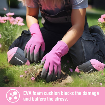 WORKPRO Garden Knee Pads For Unisex-Adult, Flooring Kneepads with Foam Padding, Comfortable Kneeling Cushion for Gardening, House Cleaning, Construction Work, 7.87"*6.75"*3", Pink Ribbon