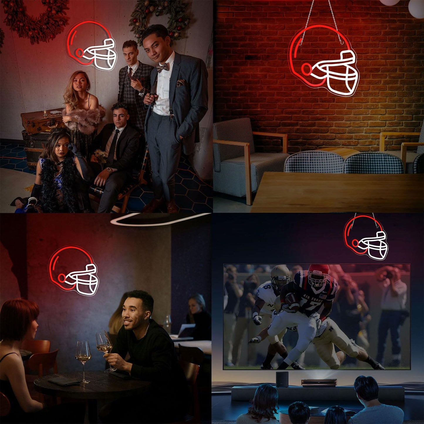 Football Helmet Neon Sign for Wall Decor, Helmet Shaped Neon Light LED Cool Sports Theme Neon Signs for Bedroom Gamer Room Man Cave Rugby Gifts for Boys Teens