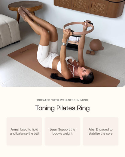 BetterMe Toning Pilates Ring – Magic Circle Pilates Ring for Strength & Flexibility – 15 Inch Fitness Ring for Home Pilates & Yoga Workouts (Mocha)