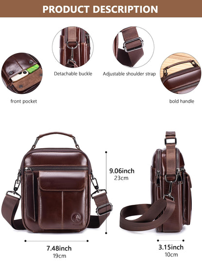 RAINBOW HORSE Men's Vintage Genuine Leather -Durable,Stylish & Practical Crossbody Bag for Daily Essentials