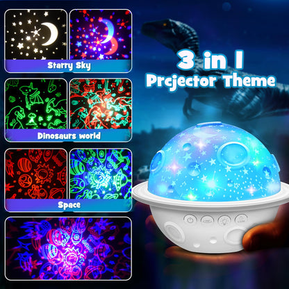 Night Light Lamp for Kids Room: Planet Night Light Projector for Bedroom Birthday Gifts for 3 4 5 6 7 8 9 10 11 12 Year Old, 4 in 1 Dinosaur & Universe & Star Night Lights Kids Room Decor