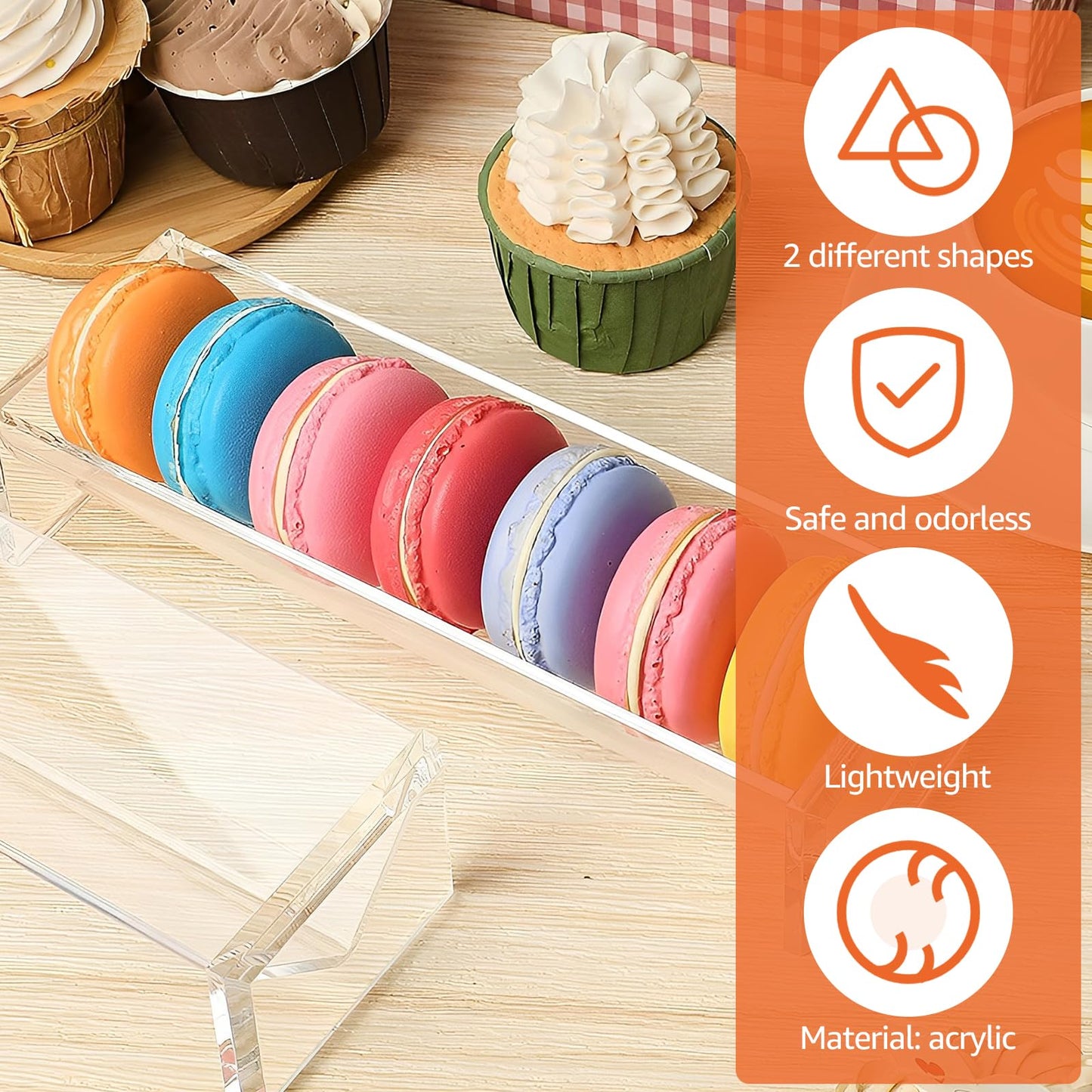 2Pcs Acrylic Cracker Serving Tray, Transparent Macaron Display Tray, Rectangular Multipurpose Biscuit Holder for Home Party Food Display