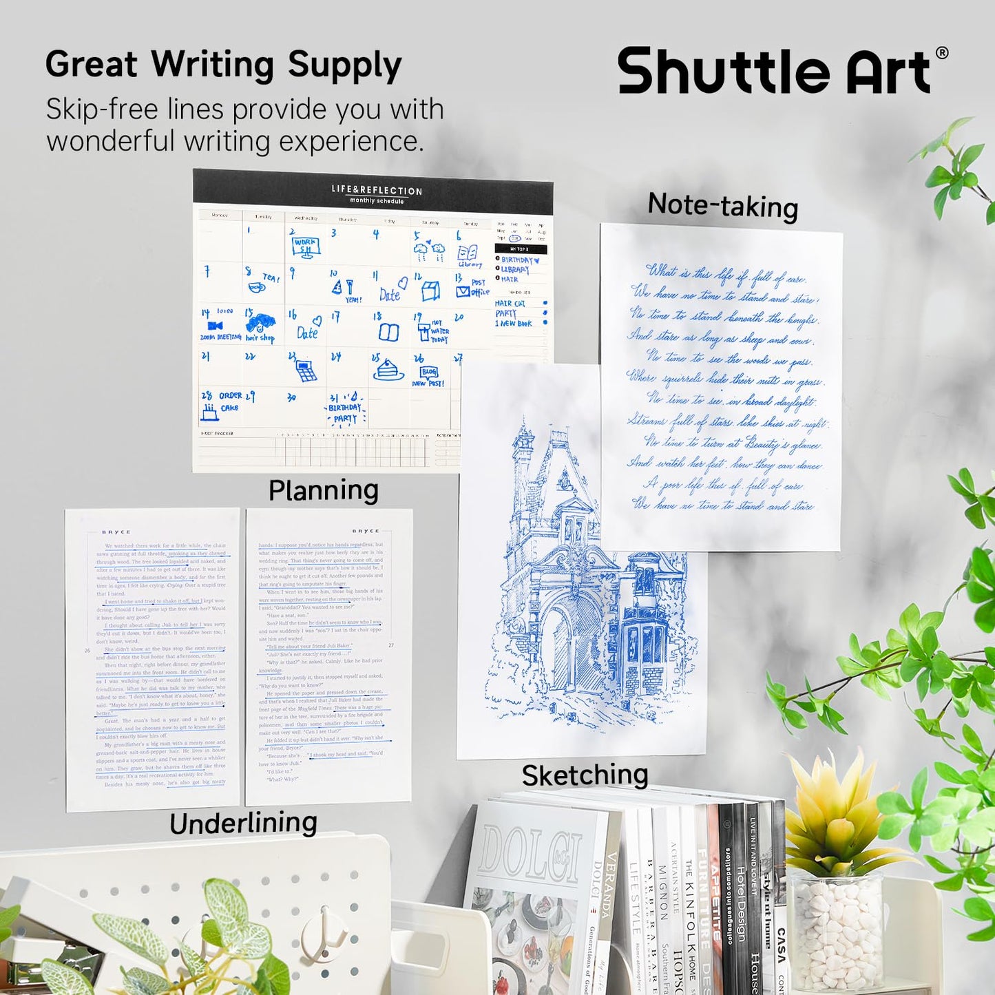 Shuttle Art Blue Gel Pens, 20 Pack Retractable 0.7mm Medium Point Rollerball Blue Ink Pens Smooth Writing with Comfortable Grip for Writing Journaling Taking Notes Office School Home