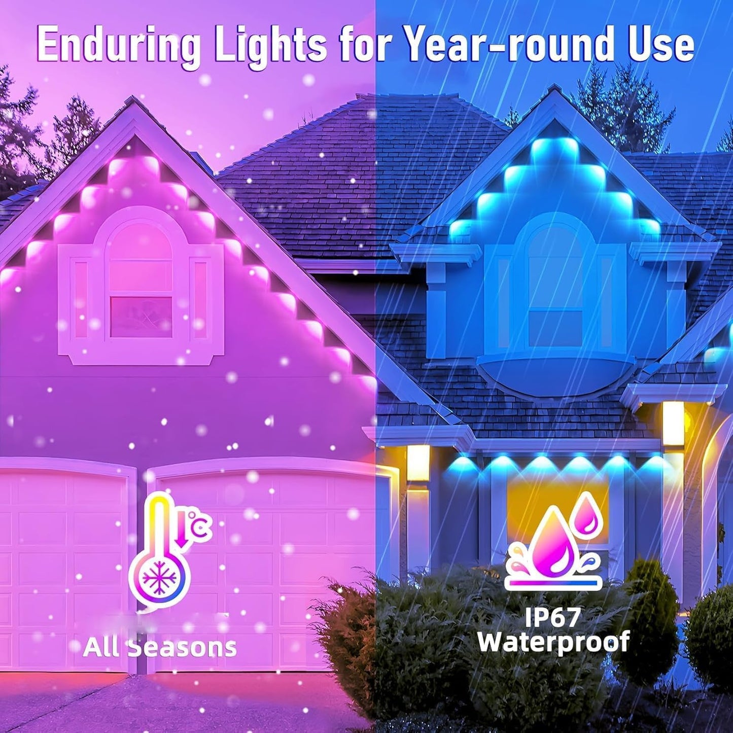 Sxlofty 300FT Permanent Outdoor RGB Lights,IP67 Waterproof Smart LED Eaves Lights with App/Remote Control,for Christmas and All Holiday Decor,Daily and Accent Lighting,House Roof and Garden Lighting