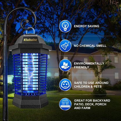 Klahaite Bug Zapper Outdoor, Electric Mosquito Zapper, Fly Zapper Indoor Fly Traps, Mosquito Repellent Outdoor Patio and Backyard Covers 1/2 Acre, 3 Prong Plug, 4200V, ABS Fireproof Plastic Outer
