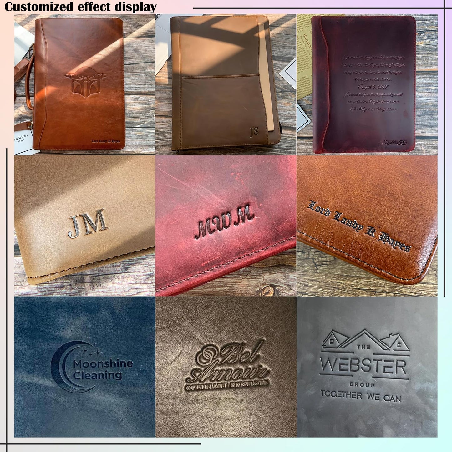 GZRHKJ Genuine Leather Folder Portfolio, Leather File Folder Organizer，Envelope Document Holder for Men&Women, Personalized Folio Laptop Sleeve Case for 15" Laptops, Tablets
