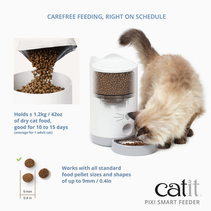 Catit - PIXI Smart Feeder - Automatic Cat Food Dispenser - Timed Pet Feeder for Cats with Dry Food Dispenser, Dessicant Bag, Portion Control, WiFi Enabled
