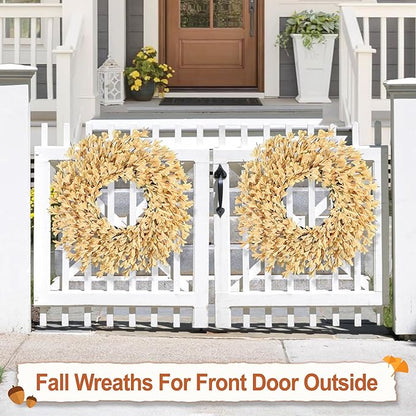 26 Inch Fall Wreaths for Front Door Outside，Realistic Autumn Wreath Outdoor，Large Halloween Thanksgiving Artificial Flowers Wreath，Fall Decorations for Home Front Porch Yard Window Farmhouse Decor