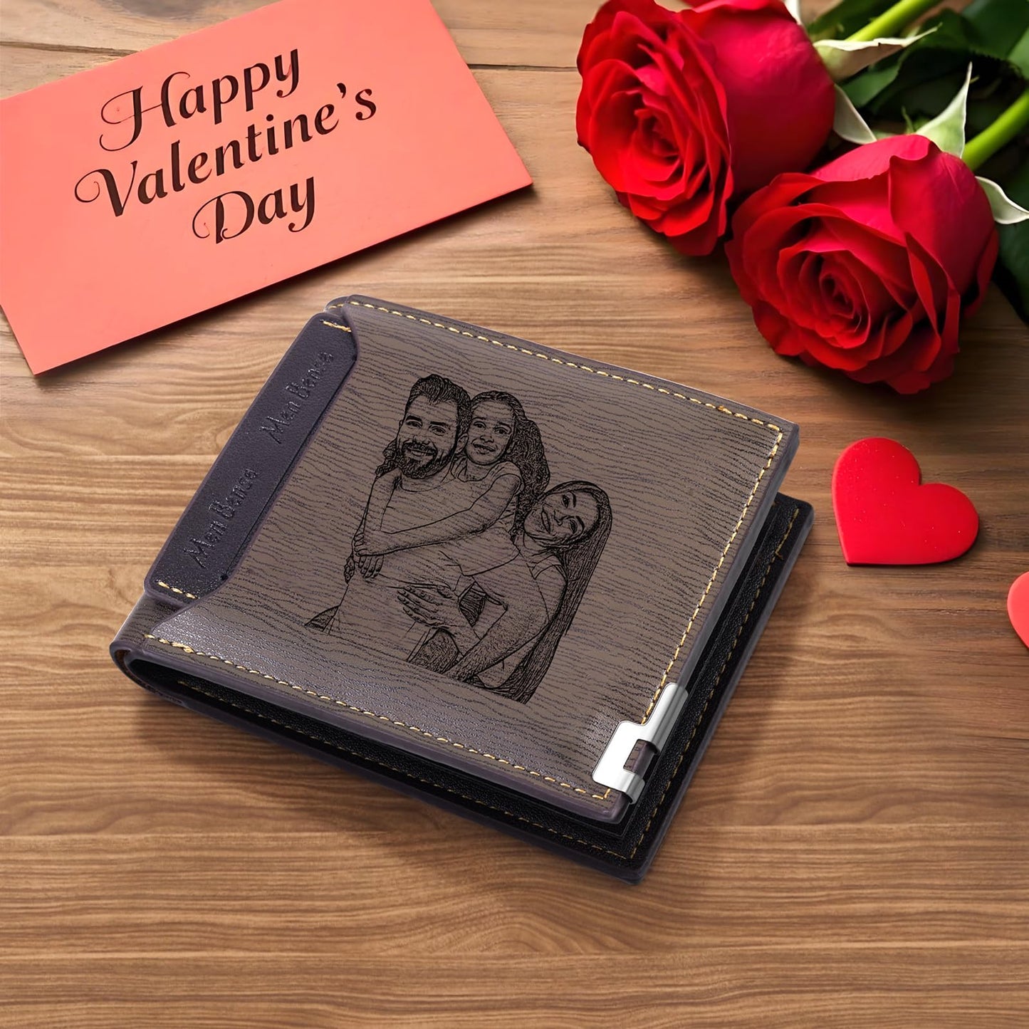 Bijouweled Personalized Mens Wallets - Custom Photo Wallets for Men - Fathers Day, Christmas, Birthday Gifts for Him