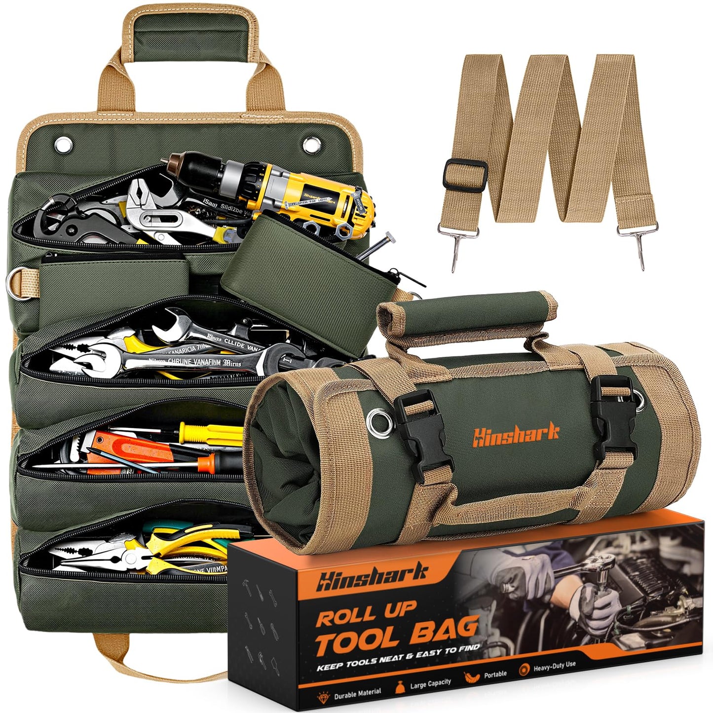 Fathers Day Gift for Husband Dad Men, Roll Up Tool Bag, Fathers Day Gift from Daughter Wife Son, Anniversary Birthday Gifts for Men Him, Portable Tool Organization for Mechanic Welding Electrician