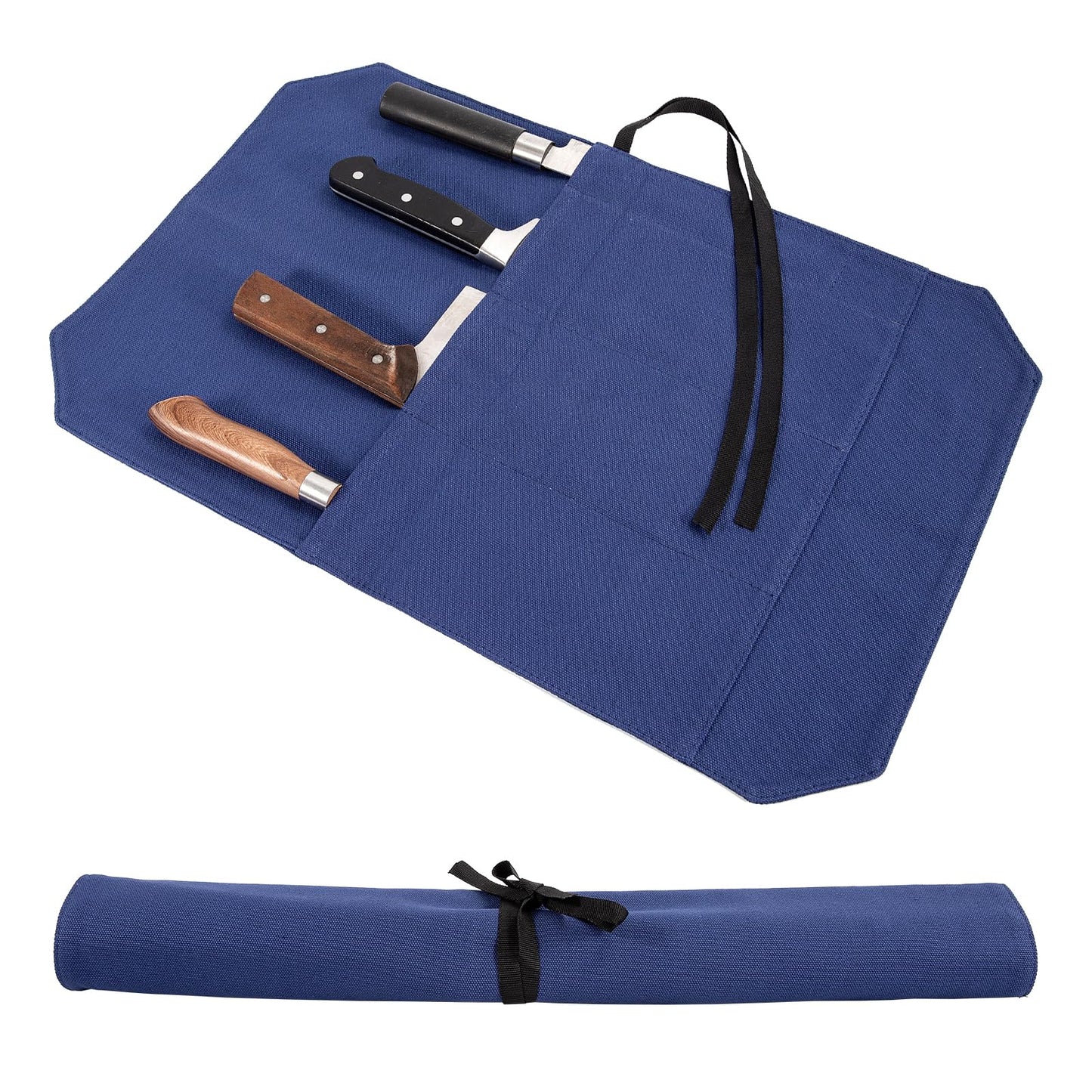 HERSENT Chef's Knife Roll Bag,Portable Travel Chef Knife Case Knife Bag Carrier Storage Bag with 4 Slots Best Gift for Pro Chef or Culinary Enthusiasts Men Women