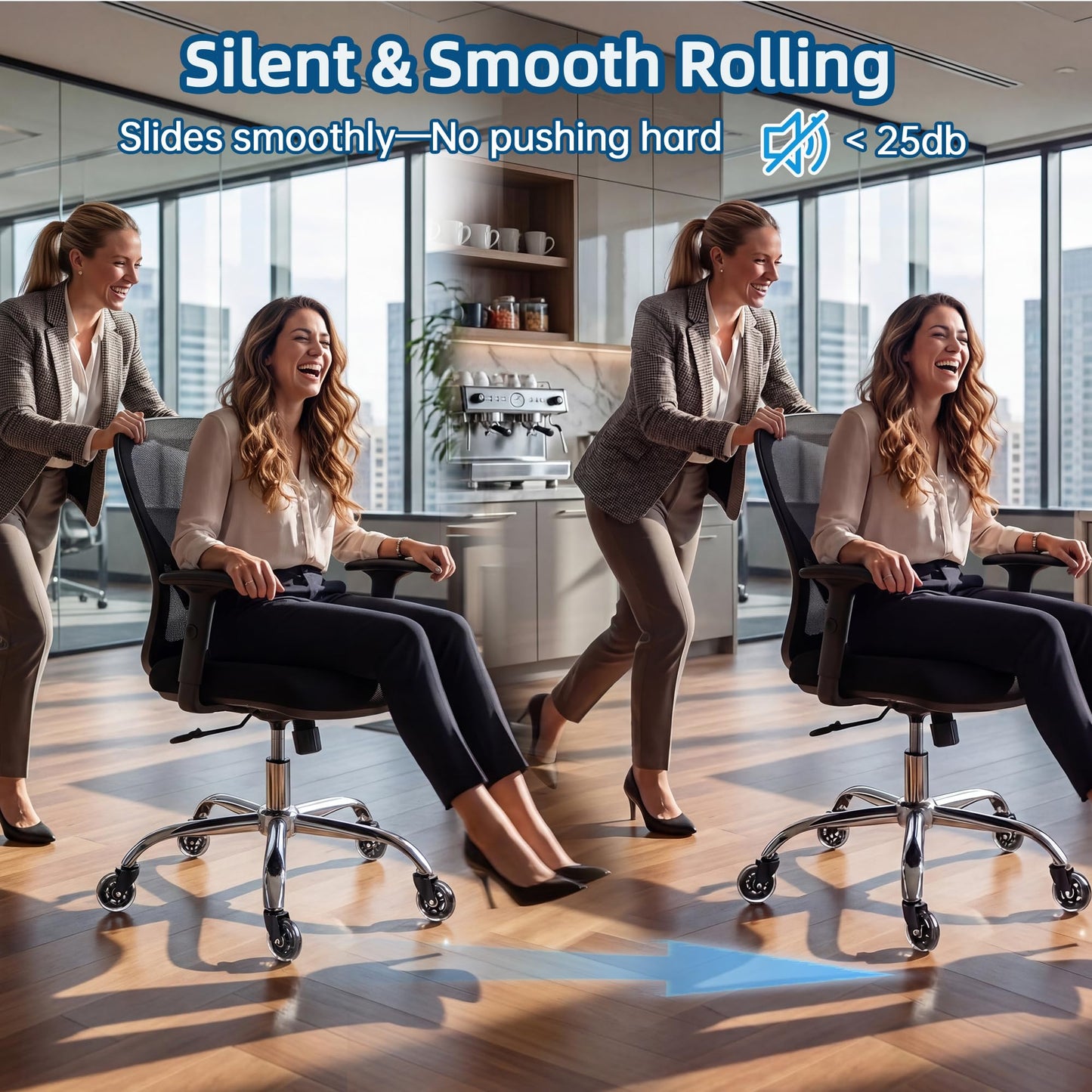 HOSALI 3 Inch Office Chair Wheels - Rubber Chair Casters Replacement, Heavy-Duty Computer Gaming Desk Caster Wheel Smooth & Safe Rolling for All Floors Including Hardwood and Carpet, Set of 5