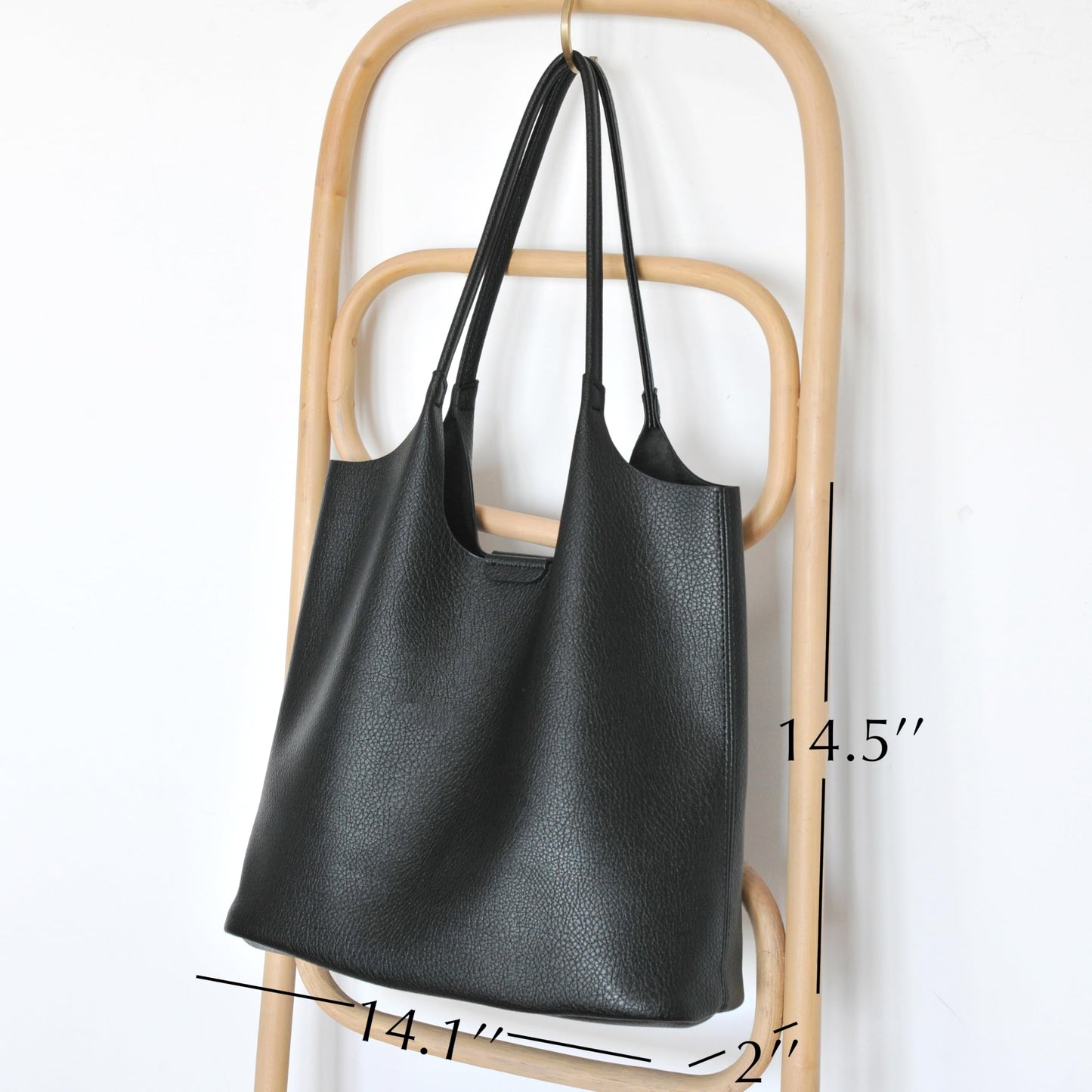 Soft Vegan Leather Tote Bag for Women Hobo Handbag Purse for Travel and Everyday (Black)