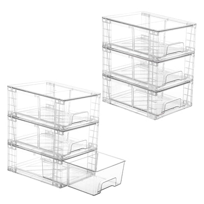 Vtopmart 4Pack Large Stackable Kitchen Pantry Storage Drawers, Clear Organizer Bins with Handles, Acrylic Drawer Organizers for Kitchen Pantry, Bathroom Undersink, Cabinet Organization and Storage