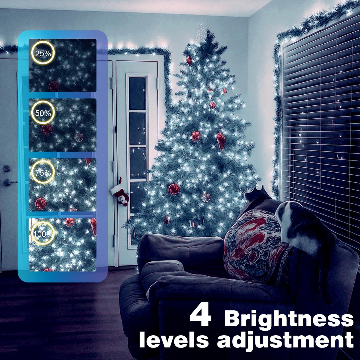 Domolli Christmas Lights 800 LED 264 FT, IP67 Waterproof Christmastree Lights with 8 Modes, Remote Control 3 Timers & Memory Function Xmas Decorations for House and Holiday (Cool White)