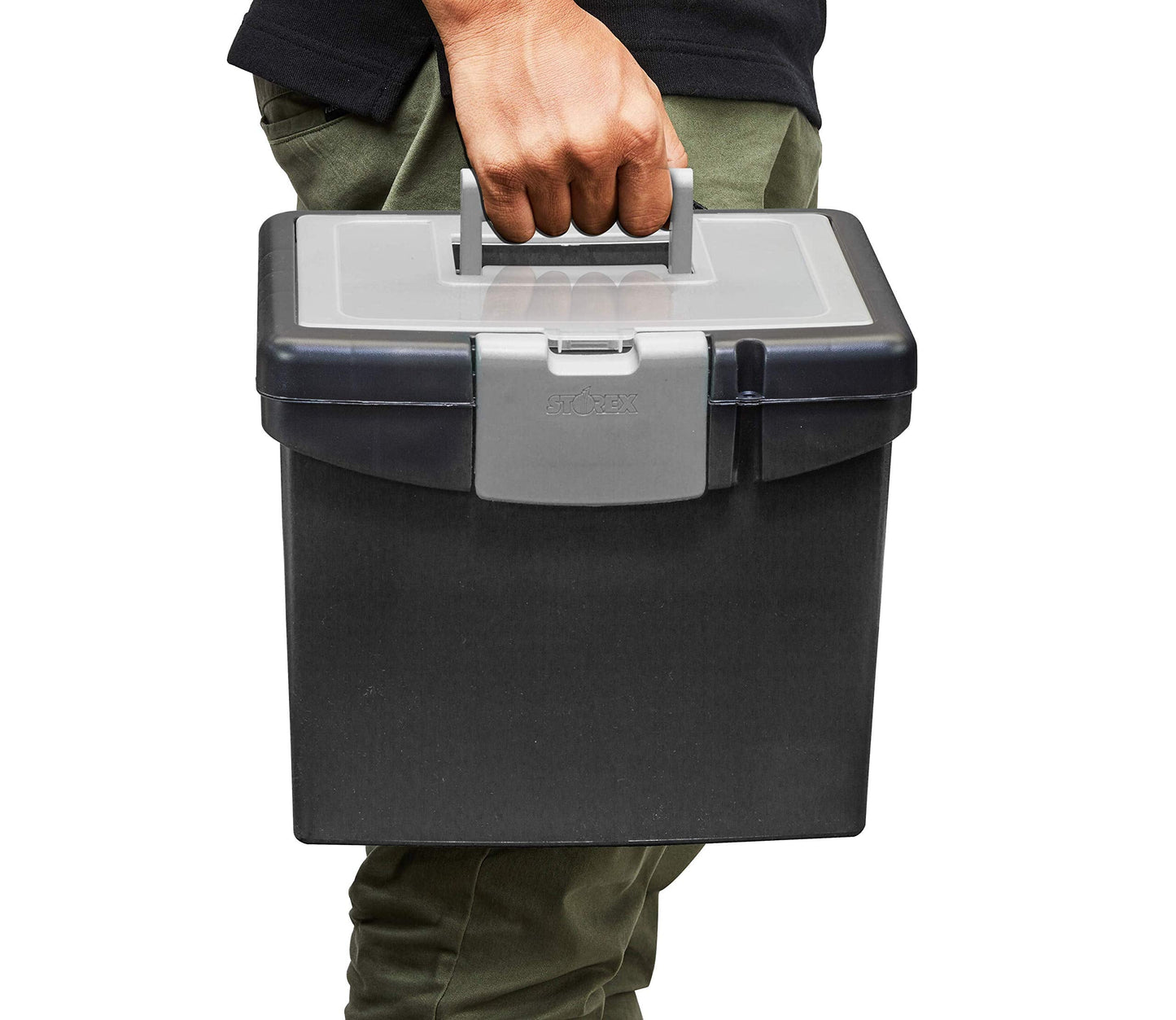Storex File Storage Box Translucent Storage Lid, Black 1-Pack (61504F01C)