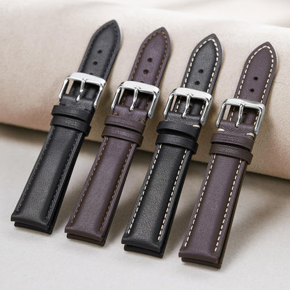 Afany Leather Watch Band 20mm for Men and Women, Quick Release Watch Strap, Black Replacement Watchband