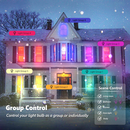 Smart Light Bulbs 4Pack with Remote, A19 E26 800LM LED Color Changing Light Bulb, WiFi & Bluetooth 5.0, Warm to Cool White, Dimmable, RGB Smart Home Lighting Work with Alexa Google Assistant
