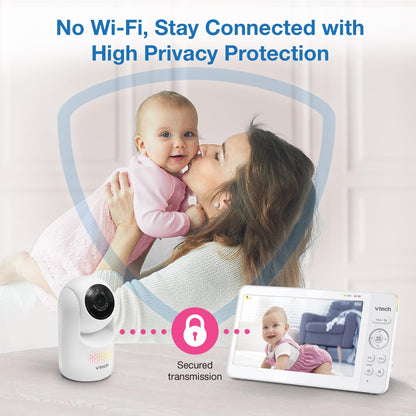 VTech [2025 Upgrade] Baby Monitor with 7" IPS Screen, Pan Tilt Zoom Camera, No WiFi Video Baby Monitor with Camera and Audio, Multi-Color Night Light, 2-Way Talk, Lullabies, Advanced HQ Max