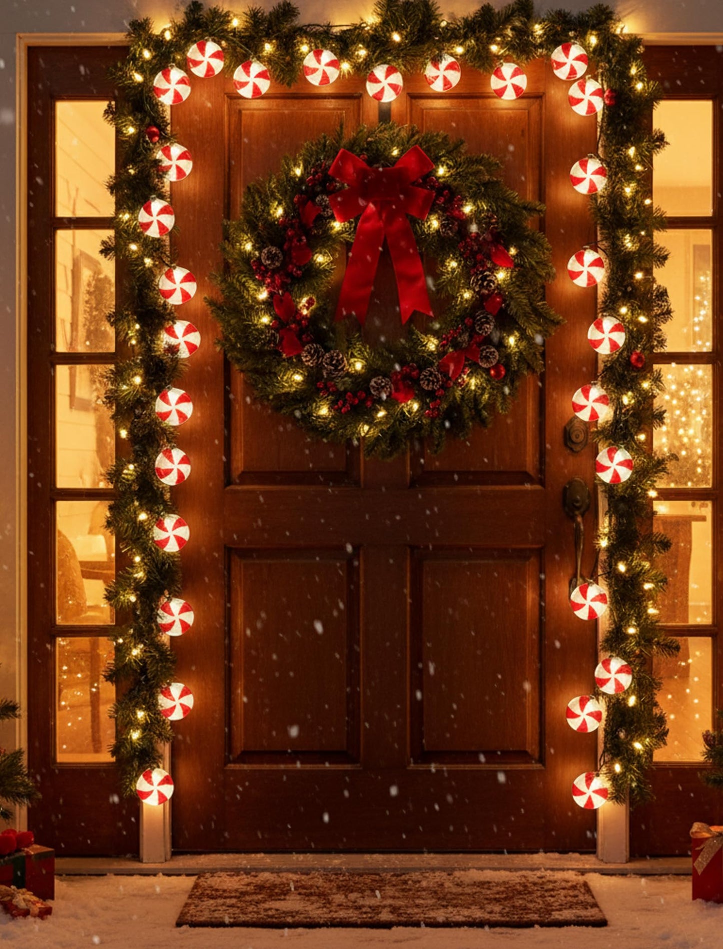 Xingzd 8.5Ft Christmas Candy Light, Christmas Decorations String Lights with 10 Red White Peppermint Bulbs, Plug in Fairy Lights for Indoor Party Kid's Room Xmas Tree Patio Bedroom Garden Decor