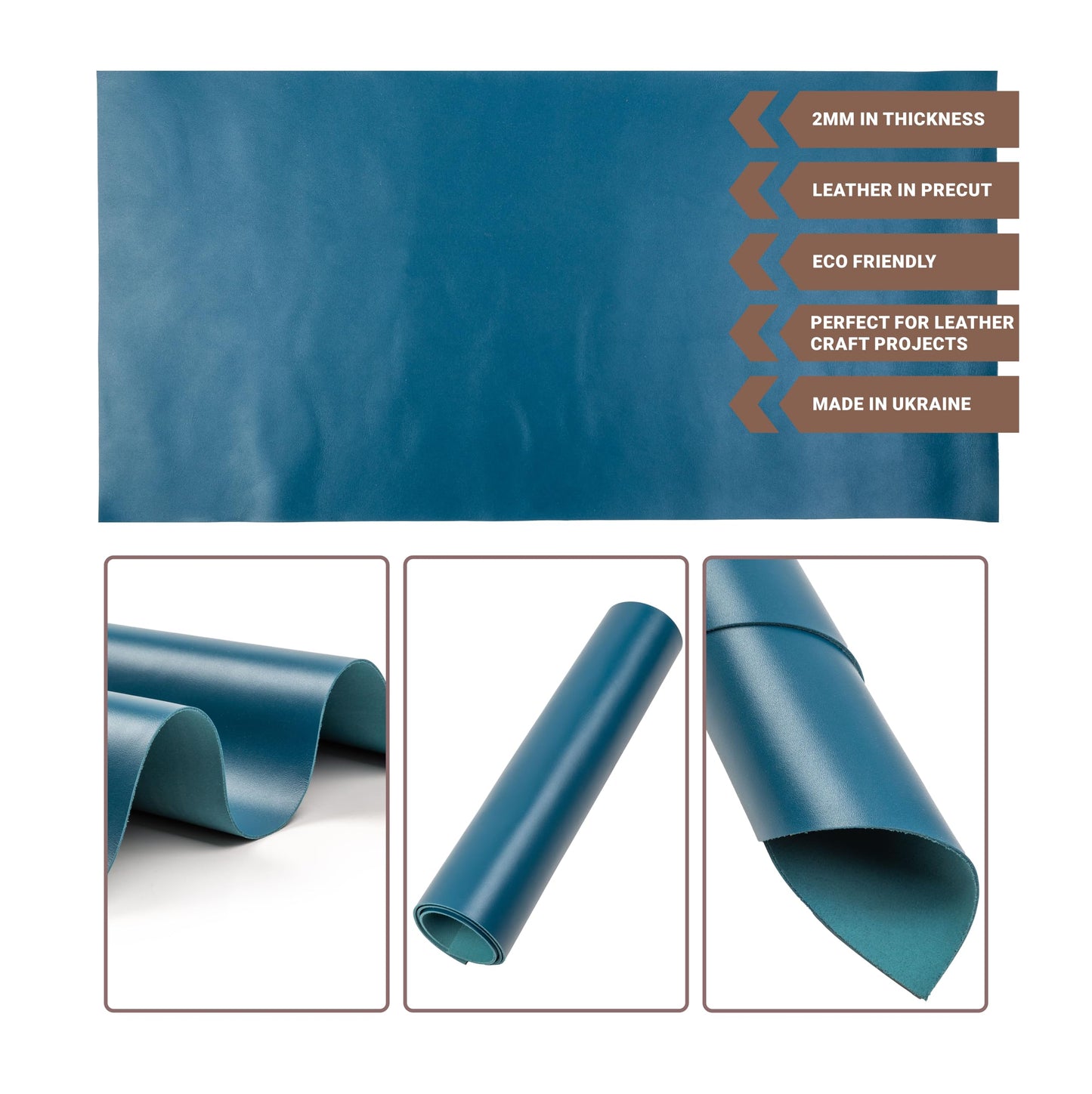 Shkira 12''X24'' Tooling Leather Square - 2.0MM Light Aqua Blue Sheets for Crafts - Leather Sheets for Crafts Tooling Sewing Hobby - Thick Cowhide Pieces - Fabric for Crafting
