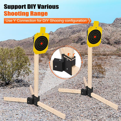 GADFISH 2 X 4 Steel Target Stand Brackets, Modular Shooting Target Hanger, Shooting Target Holders, Heavy Duty Y & T Brackets with 12 Hanger Hooks for DIY Shooting Outdoor Range(Only Brackets)