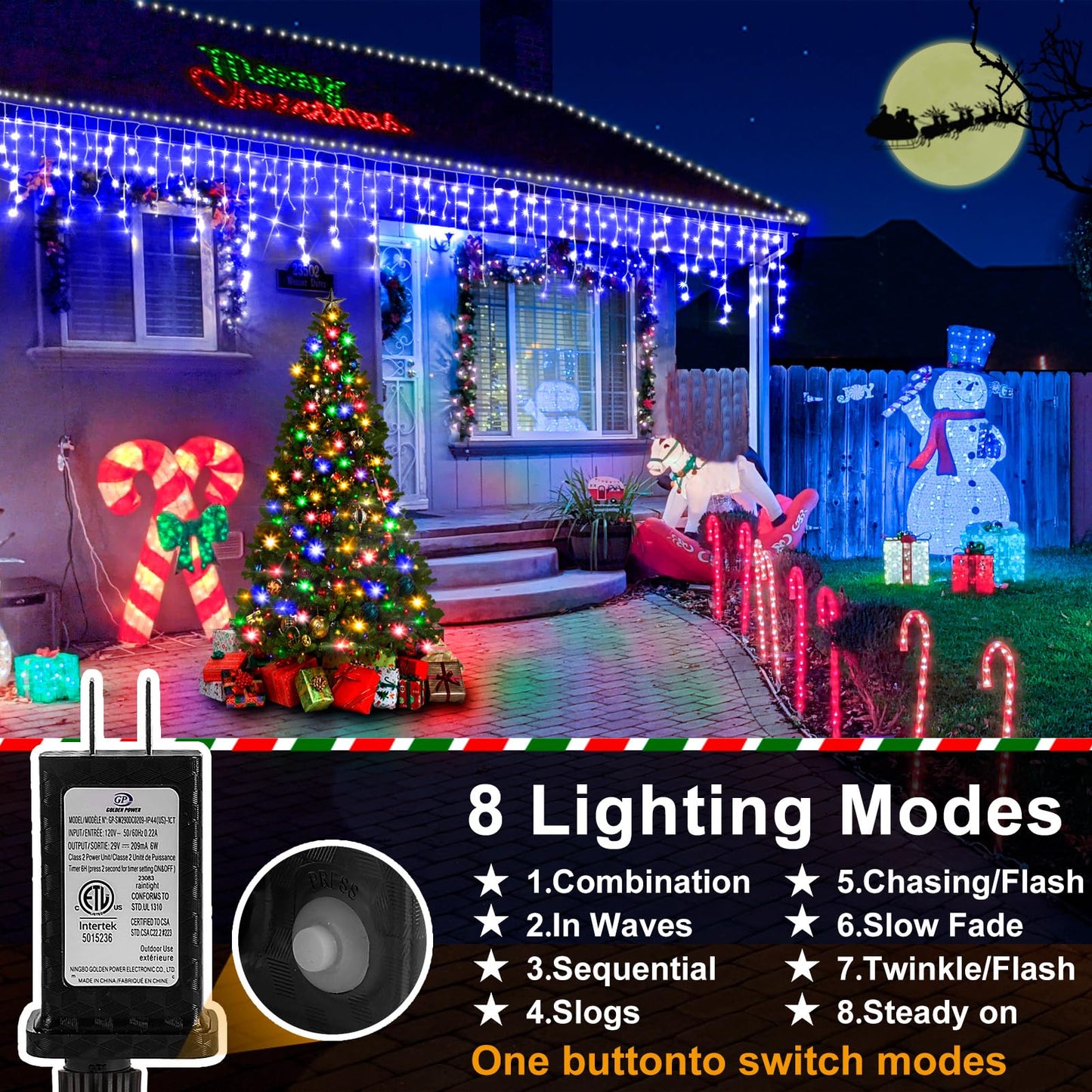 Heceltt Christmas Lights Outdoor, 49FT 480 LED Ice Lights for Outside, 90 Drops Ice String Lights with 8 Modes, Waterproof Timer & Memory for Outside Decor, Yard, Garden, Eaves, Patio, Party (Blue)