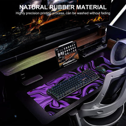 NPET N110 Extended Big Mouse Pad Large, XXL Gaming Mouse Pad Desk Pad, 35x17 inch Long Computer Keyboard Mouse Mat Mousepad with 3mm Non-Slip Base and Stitched Edge for Home Office Work, Dark Purple