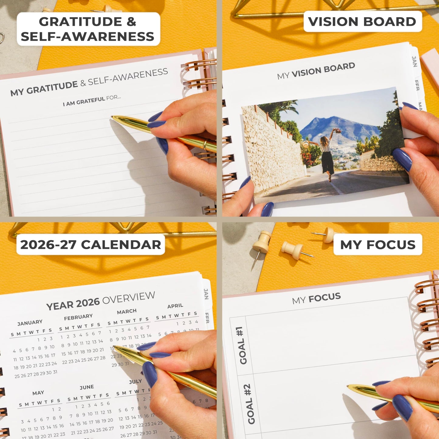 Clever Fox Dated Planner with Tabs 2026 – Weekly & Monthly Spiral Planner with Habit Tracker for Goal Setting & Time Management (Rose Gold)