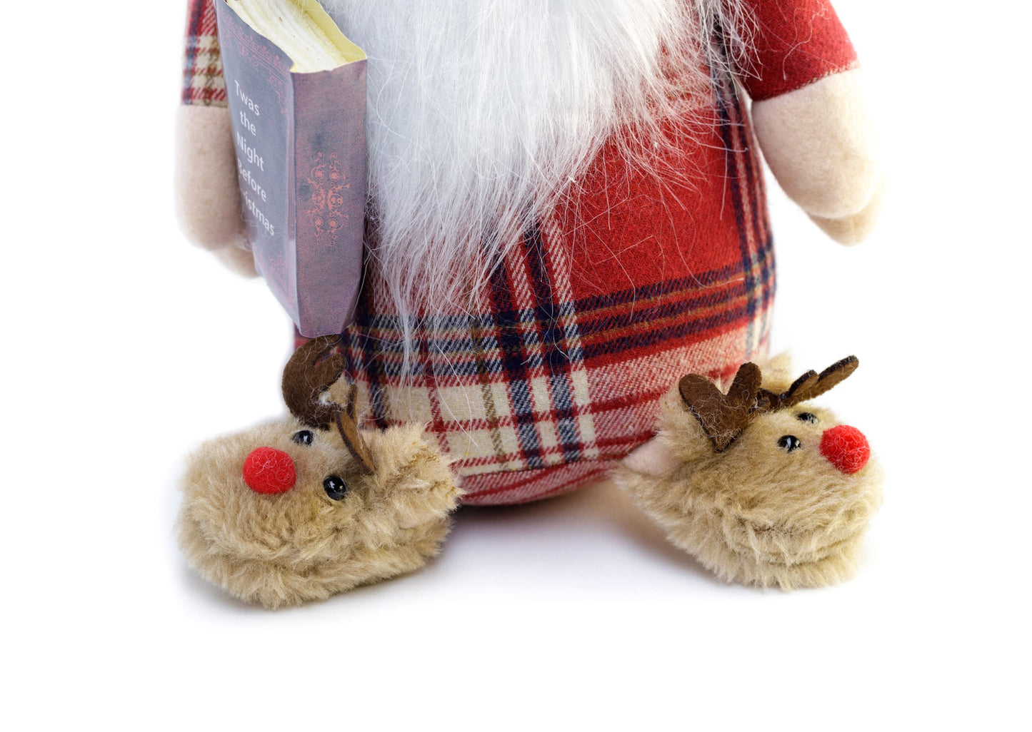 Madanar Pajama Christmas Gnome Plush Holding The Night Before Book Wearing Reindeer Slippers | Swedish Decor for Holiday Tiered Tray Shelf Table Nook Decorations (Christmas)