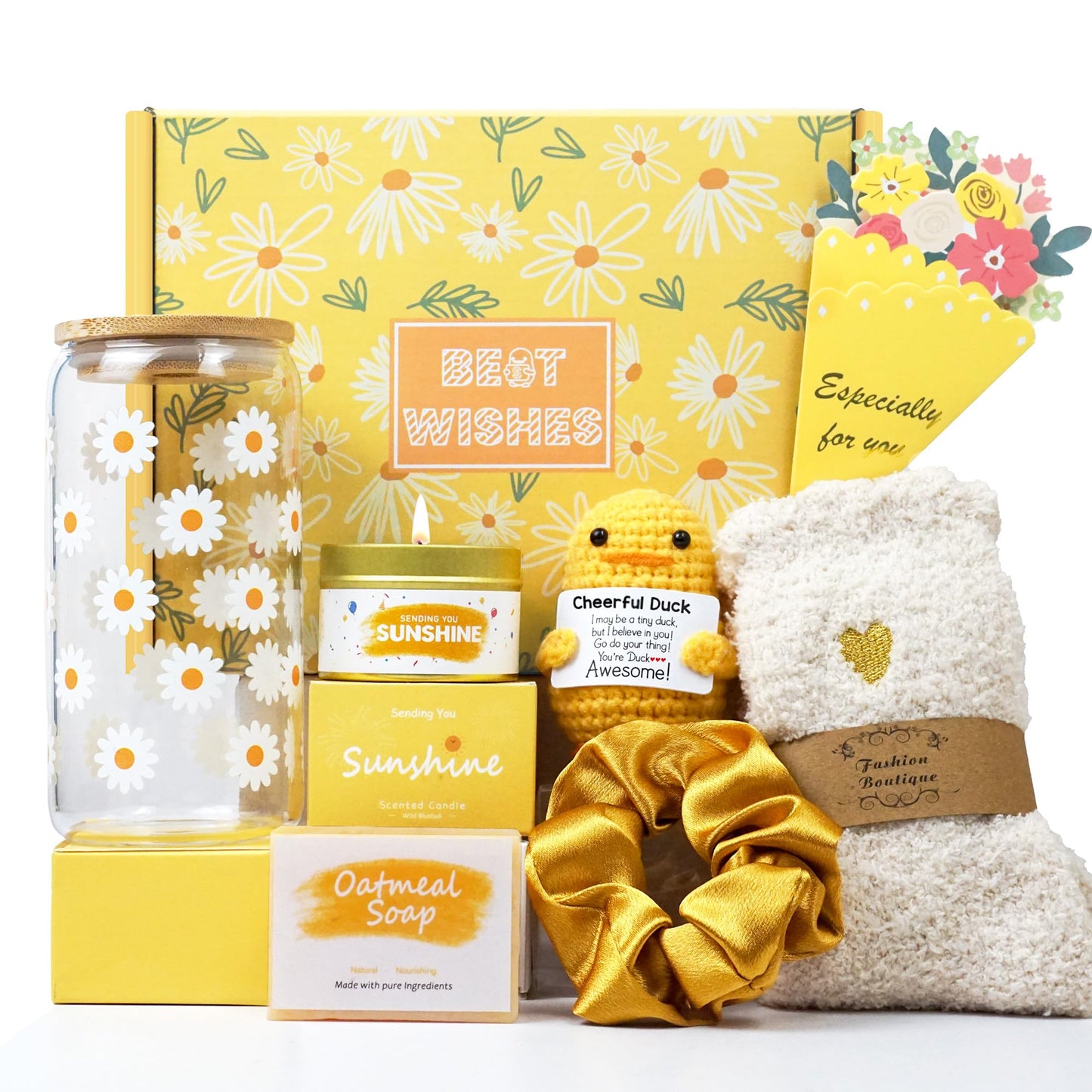 Gift Baskets for Women, Unique Birthday Gifts for Women, Best Friend Birthday Christmas Gift, Get Well Soon Gift Sending Sunshine Teen Girl Gifts for Daughter Sister Friendship - BRIGHTEN UP HER DAY