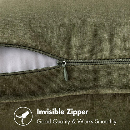 MIULEE 24x24 Inch Pack of 2 Decorative Linen Pillow Covers Boho Farmhouse Modern Soft Accent Euro Shams Throw Pillows for Bed Neutral Cushion Covers Sofa Couch Living Room Home Decor, Olive Green