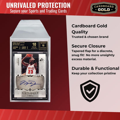 Cardboard Gold BGS Graded Card Sleeves 91.5x129.5mm - Crystal Clear 2mil OPP Slab Sleeves for Beckett Slabs - Perfect Fit Resealable Protection for Collectors - 50 Pack