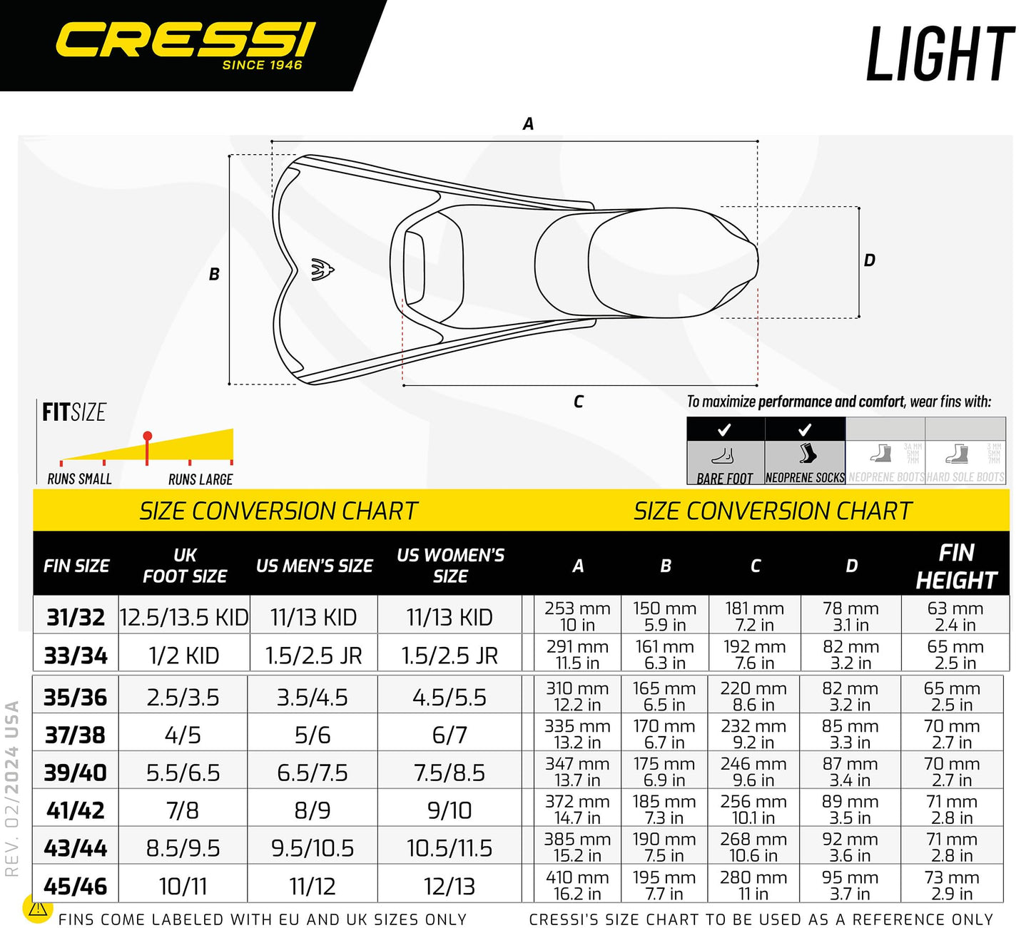 CRESSI Light Fins Blue 5.5-6.5