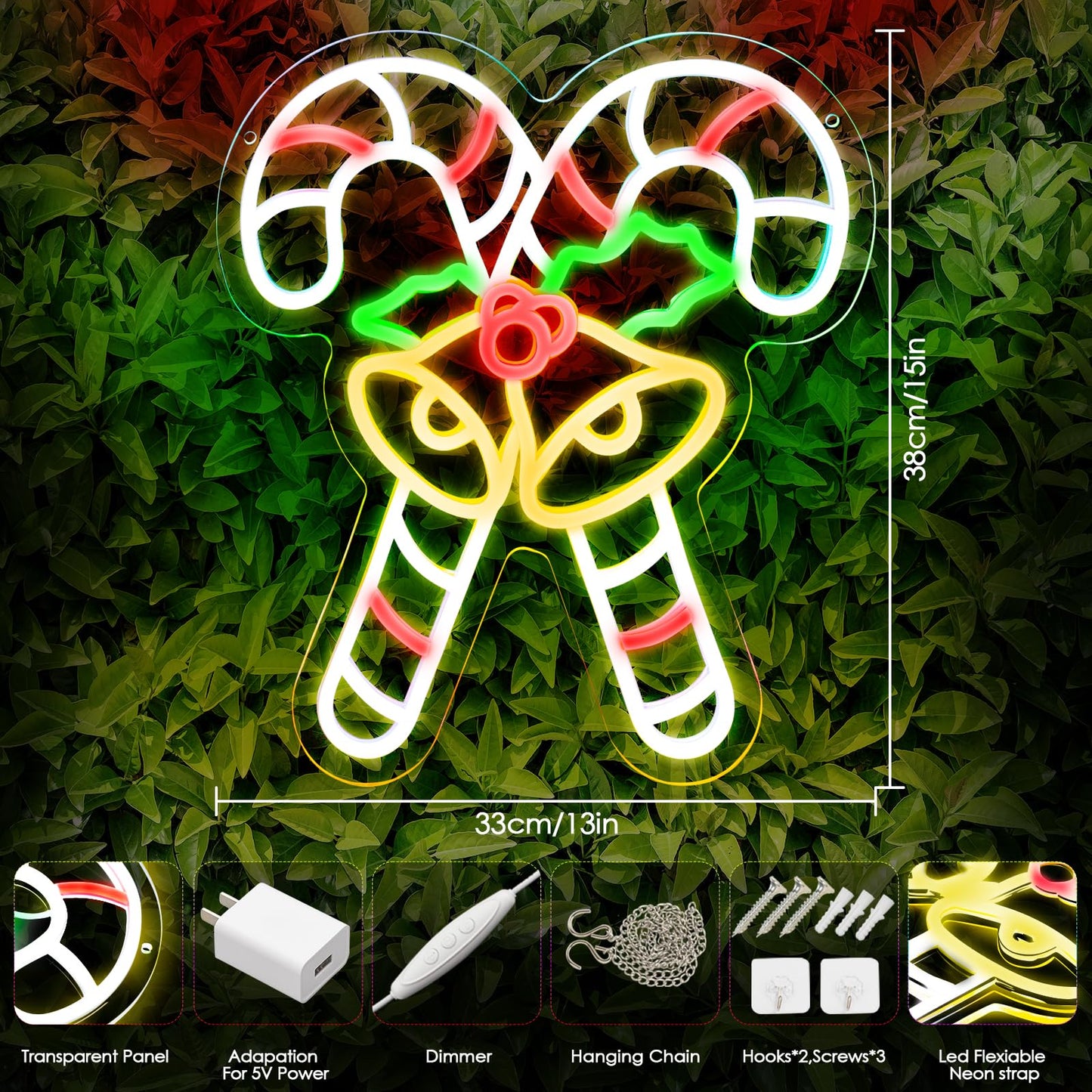 KHK Christmas Stick Neon Signs for Wall Decor Xmas LED Christmas Hat LED Sign, USB Powered Dimmable Switch for Indoor Party Kids Bedroom Wedding Bar Pub Club Birthday Party Gift(15 * 13in)