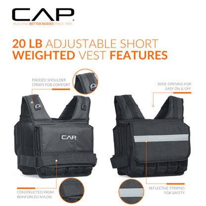 CAP 20 LB Adjustable Weighted Vest – Full Body Workouts, Cardio, Walking & Running, Weight Vest for Men and Women