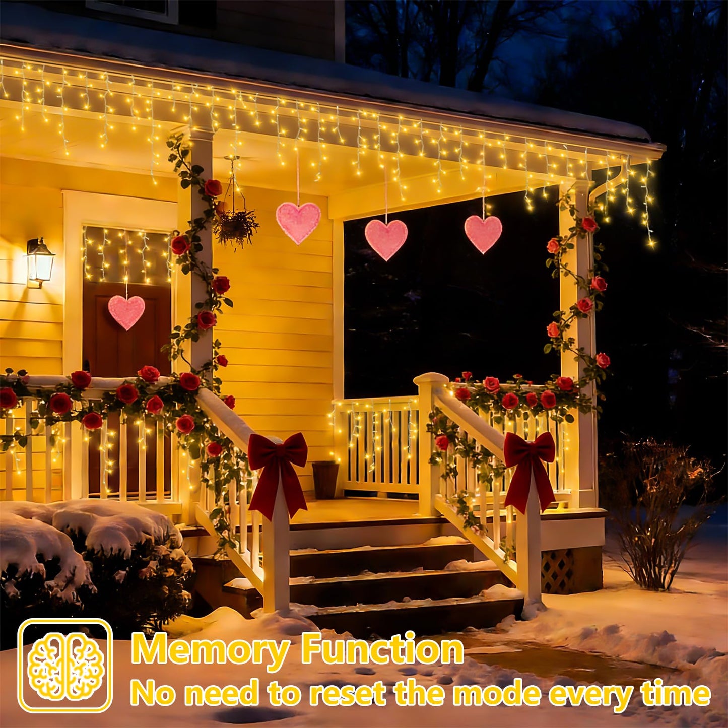 YEGUO 33ft 400 LED Icicle Lights Outdoor, 80 Drops Icicle Christmas Light Connectable, 8 Modes Warm White Xmas Icicle Lights with Timer Indoor