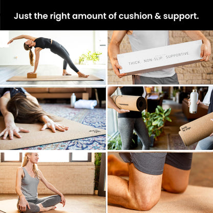Luxury Cork Yoga Mat - Non Slip, Extra Thick Grip. Thicker, Longer, and Wider for More Comfort and Support. Tough Enough For Hot Yoga. Natural, Non Toxic, and Eco Friendly. Optional Alignment Lines.