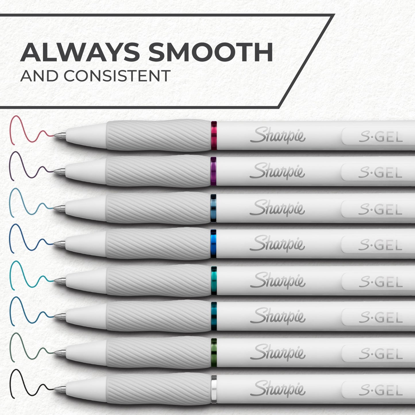 Sharpie S-Gel Pens, Fashion Barrel White Pearl, Medium Point (0.7mm), Bold Ink Colors, 8 Count