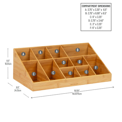 Mind Reader Cup and Condiment Station, Countertop Organizer, Coffee Bar, Kitchen, Stirrers, 17.875"L x 9.5"W x 6.625"H, Black