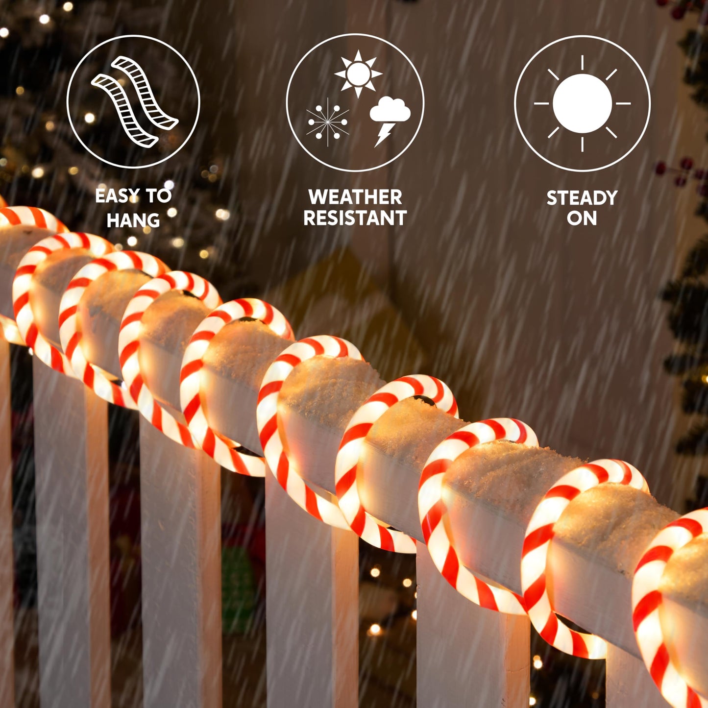 Joiedomi 40FT LED Candy Cane Rope Lights, Waterproof Outdoor 360 LED Christmas Decor Lights for Garden Yard Party Xmas Christmas Holiday Decorations (Red & Warm White)