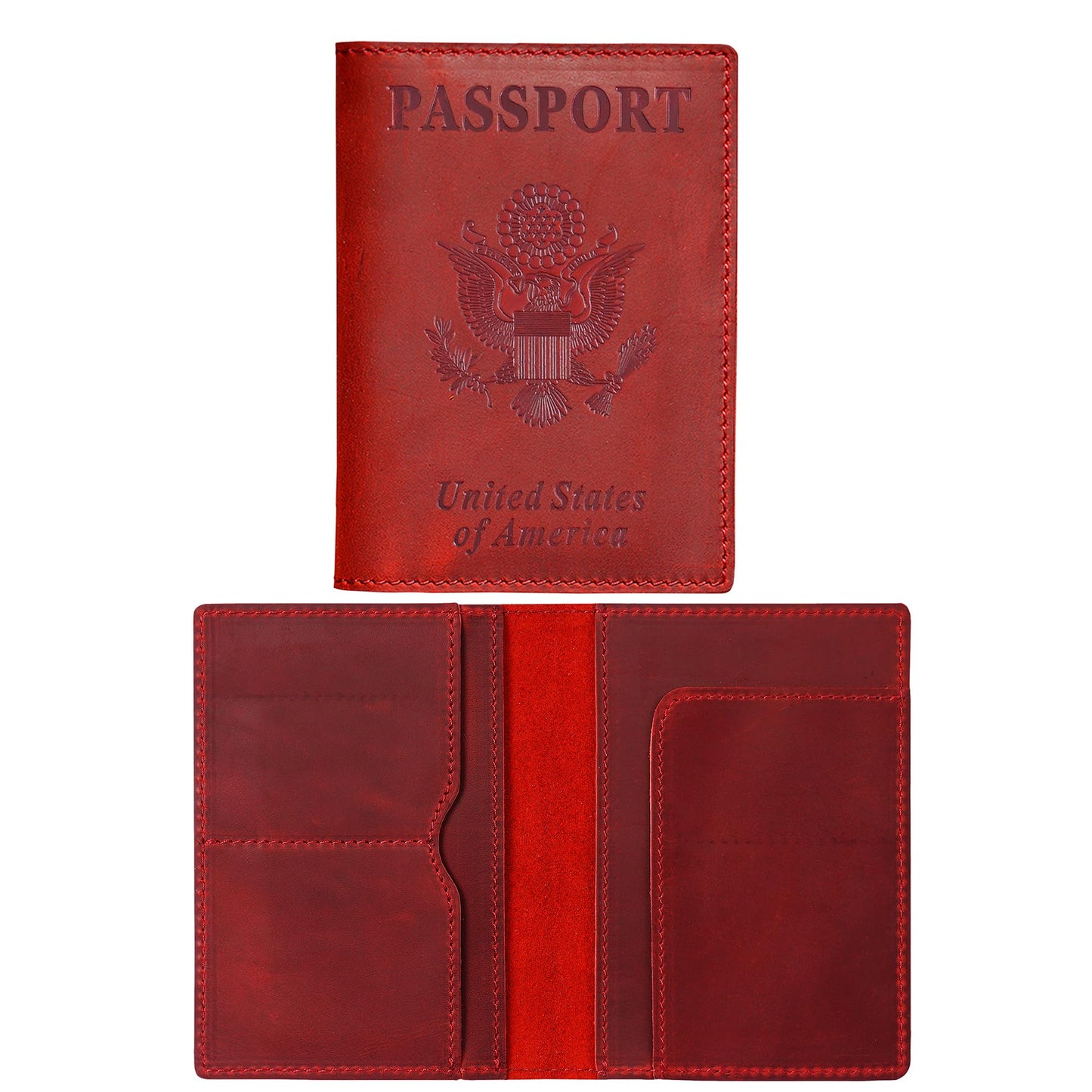 HIFA Leather Passport Holder, Handmade Passport Cover with Card and Ticket Slot - Genuine Leather, Elegant Design, Easy Access - Passport Case, Passport Wallet, Passport Holder