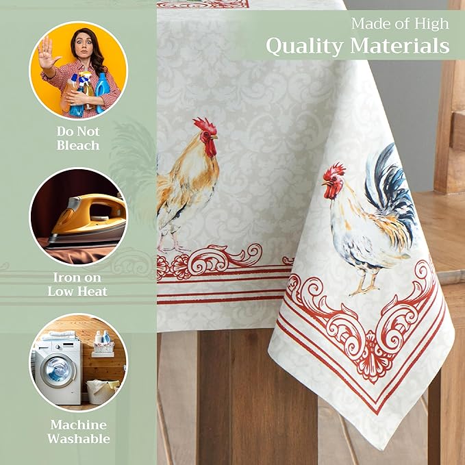 Maison d' Hermine Table Cloth Rectangle Table 100% Cotton 70 x 108 Inches Tablecloth Reusable Decorative Everyday Use for Dining Room, Farmhouse, Home Party, Festive & Wedding Spring Summer - Campagne