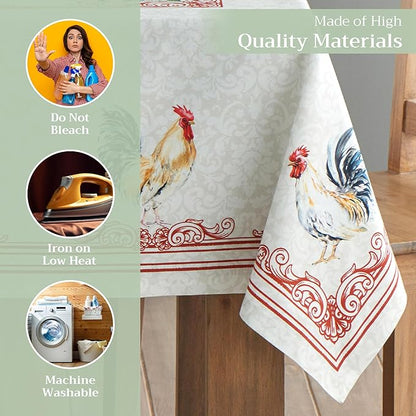 Maison d' Hermine Table Cloth Square Table 100% Cotton 54 x 54 Inches Tablecloth Reusable Decorative Everyday Use for Dining Room, Farmhouse, Home, Party, Festive & Wedding Spring Summer - Campagne