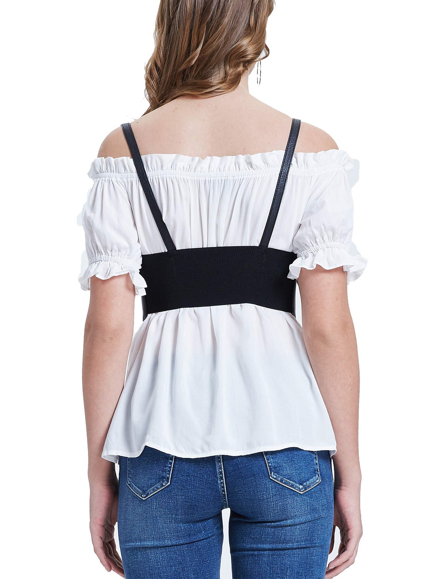 KANCY KOLE Womens Faux Leather Steampunk Sexy Underbust Waist Belt Corset(M,Black)