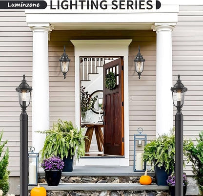 Outdoor Wall Light Fixture Black Porch Lights Outside Wall Mounted Lighting Clear Glass Shades Exterior Waterproof Lanterns Modern Outdoor Wall Sconces for Home, Yard, Patio